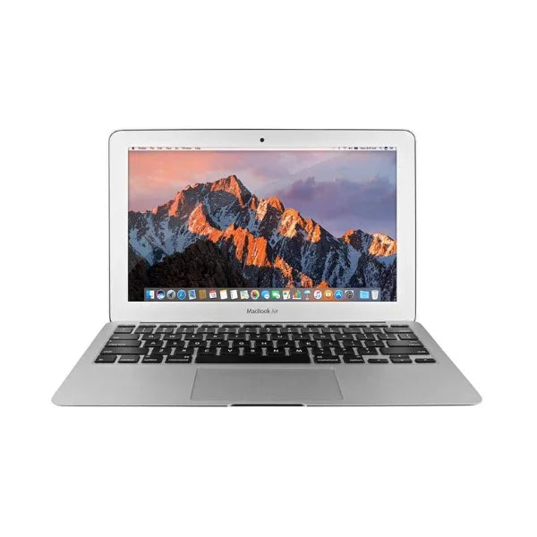 A silver Apple MacBook Air Early 2015 (A1466) with a 13.3 display and open screen showing a mountain wallpaper, features an i5 5250U 1.6GHz processor, 8GB RAM, and 256GB SSD for smooth performance. Includes a one-year warranty.